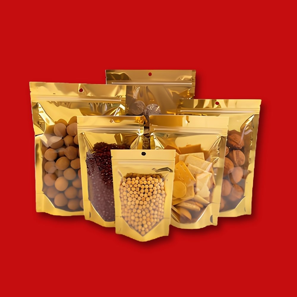 Golden & Transparent Standup Pouches